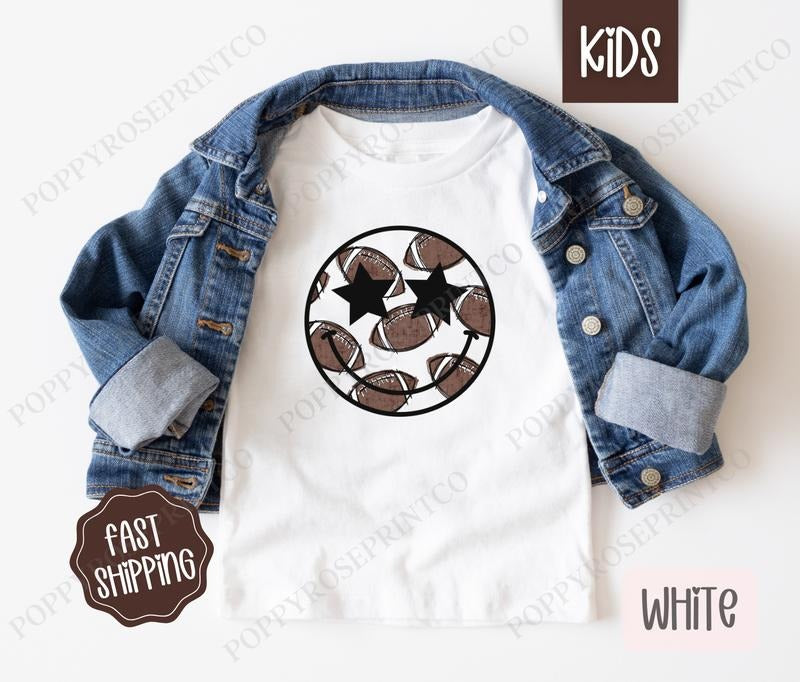 Football Smiley Kids Shirt - Football Children's Tshirt - Cute Youth Tee Gildan Hoodie, Sweatshirt | InkThreadWorks.com