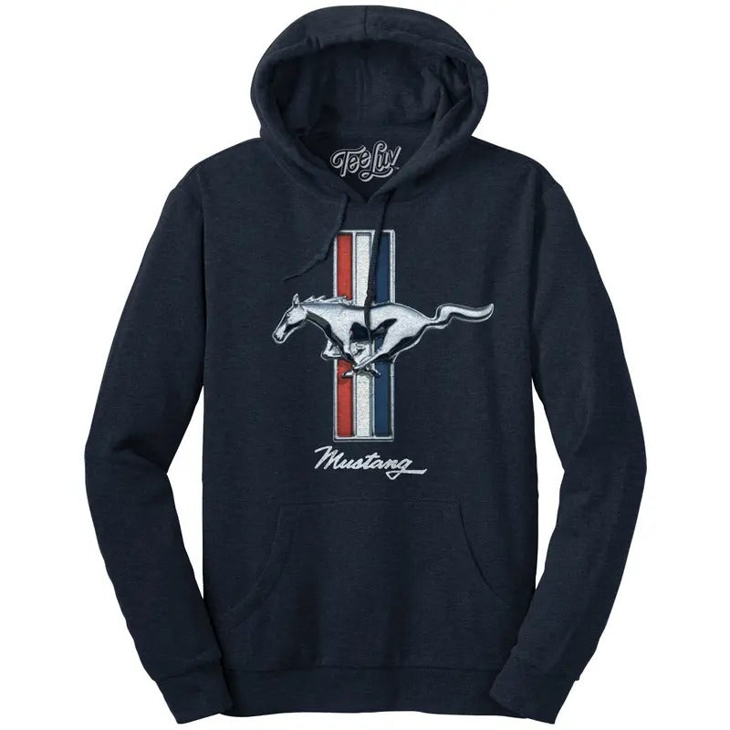 Ford Mustang Pullover Hooded Sweatshirt - Navy T-Shirts, Hoodie | InkThreadWorks.com