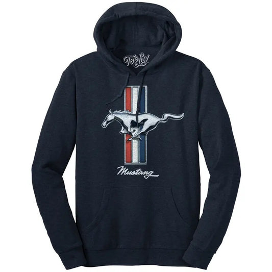 Ford Mustang Pullover Hooded Sweatshirt - Navy T-Shirts, Hoodie | InkThreadWorks.com