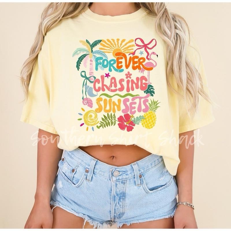 Forever chasing sunsets T shirt  | Banana comfort colors T shirt Hoodie, Sweatshirt | InkThreadWorks.com