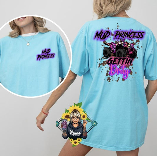 Four wheeling Mud Princess Comfort Colors Unisex Sized Tshirt Hoodie, Sweatshirt | InkThreadWorks.com