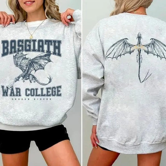 Fourth Wing 4 Legs Dragon Sweatshirt, Basgiath College 2-Sided Sweatshirt, Booktok Crewneck, Vintage Fourth Wing T-Shirt,...