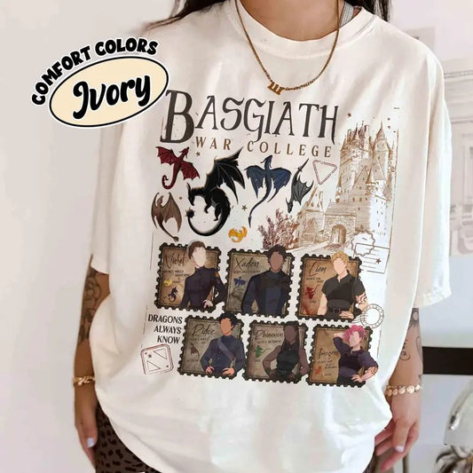 Fourth Wing Basgiath War College Shirt, Xaden Riorson Violet Sorrengail Shirt, Dragon Rider Apparel, Onyx Storm Book...