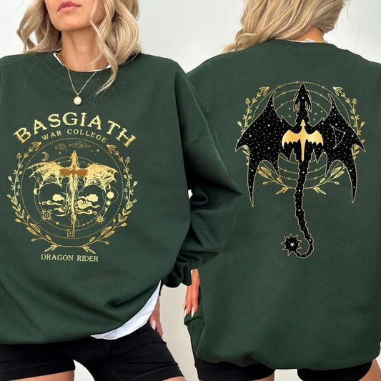Fourth Wing Double Sided Sweatshirt, Basgiath War College Hoodie, Basgiath War College Gift, Dragon Rider Bookish, Unisex...