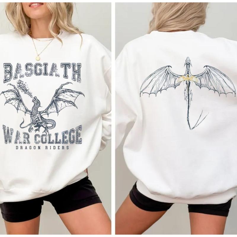Fourth Wing Double Sided T Shirt, Bookish Sweater, Basgiath War College Shirts, Fourth Wing Shirt, Dragon Rider, Unisex...
