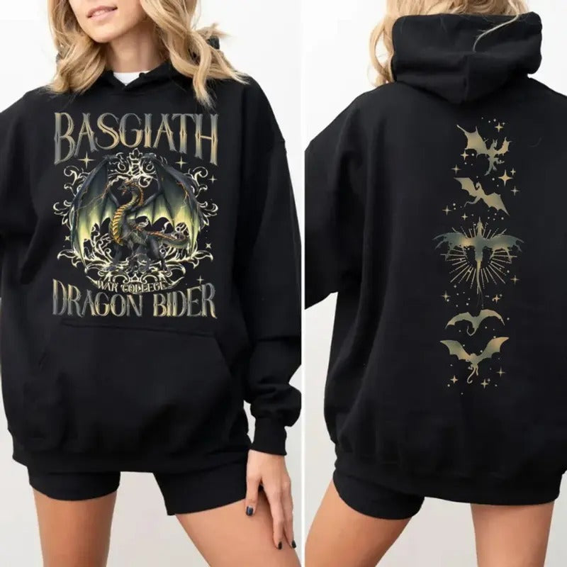 Fourth Wing Dragon Double Sided Shirt, Basgiath War College Shirts, Dragon Rider, Fantasy Reader Gift, Xaden Riorson,...