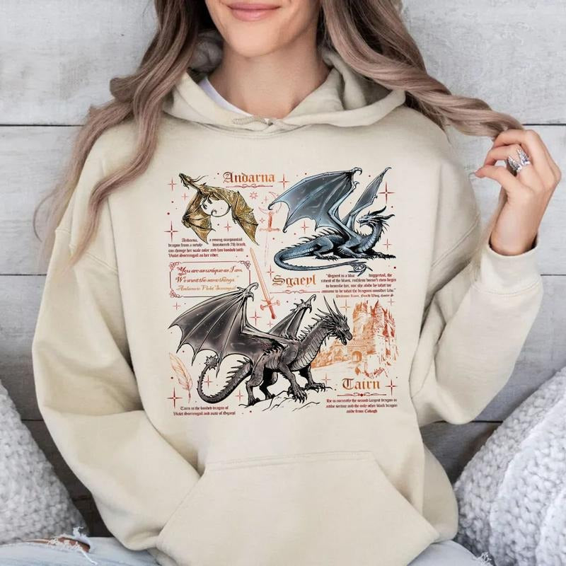 Fourth Wing Dragon Shirt, Tairn & Andarna Dragon, Basgiath War College Tee, Dragon Rider Sweatshirt, Bookish Gift For...