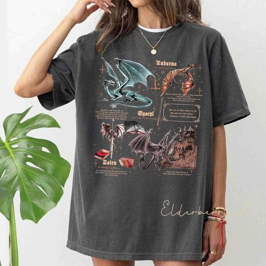 Fourth Wing Dragon Shirt, Tairn & Andarna Tee, Basgiath War College T-Shirt, Fantasy Bookish Shirt, Dragon Rider Tee,...