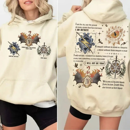 Fourth Wing Iron Squad Two Sided Shirt, Onyx Storm Brave The Dark Sweatshirt, Fourth Wing Badges Bookish Hoodie, Dragon...