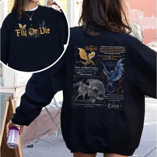 Fourth Wing Series Two Sided Sweatshirt For Fans, War College Crewneck, Dragon Rider Hoodie, Book Merch Gift , Unisex...