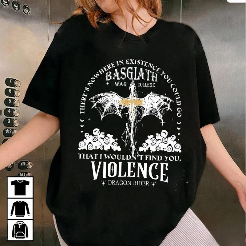 Fourth Wing shirt, Dragon Rider Sweatshirt, Basgiath War College Tee, The Empyrean Series, Violet Sorrengail Fantasy Book...