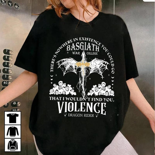 Fourth Wing shirt, Dragon Rider Sweatshirt, Basgiath War College Tee, The Empyrean Series, Violet Sorrengail Fantasy Book...