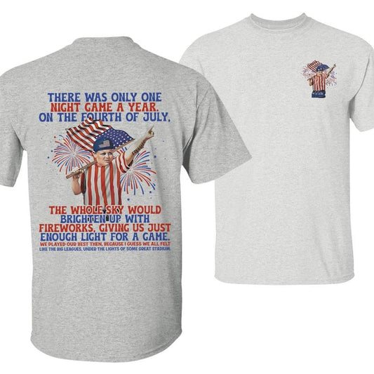 Fourth of July Night Game T-Shirt, Patriotic Baseball Graphic Tee, Independence Day Fireworks Design, Vintage Sports Quote Shirt, Unisex Cotton Apparel for Men and Women