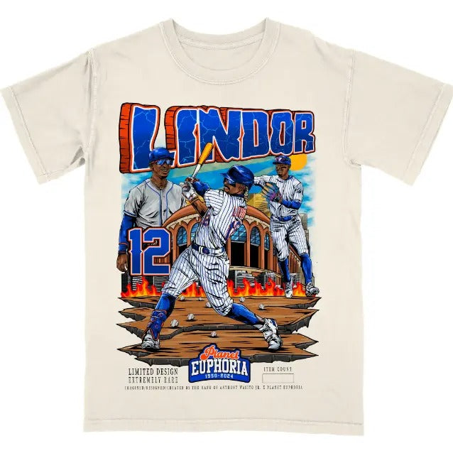 Francisco Lindor Off-White Tee for Men - Soft and Comfortable Shirt - Menswear - Graphic T-Shirt