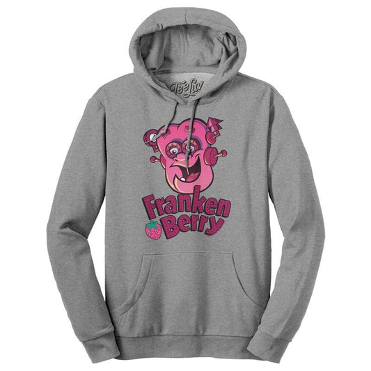 Franken Berry Monster Cereal Mascot Hooded Sweatshirt - Oxford Gray T-Shirts, Hoodie | InkThreadWorks.com