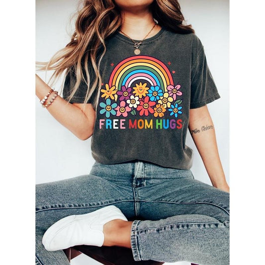 Free Mom Hugs T-Shirt, Proud Mom Apparel, Rainbow Gay Pride T-Shirt, Lgbtq Proud Parent Shirt, Equality Gifts, Rainbow...