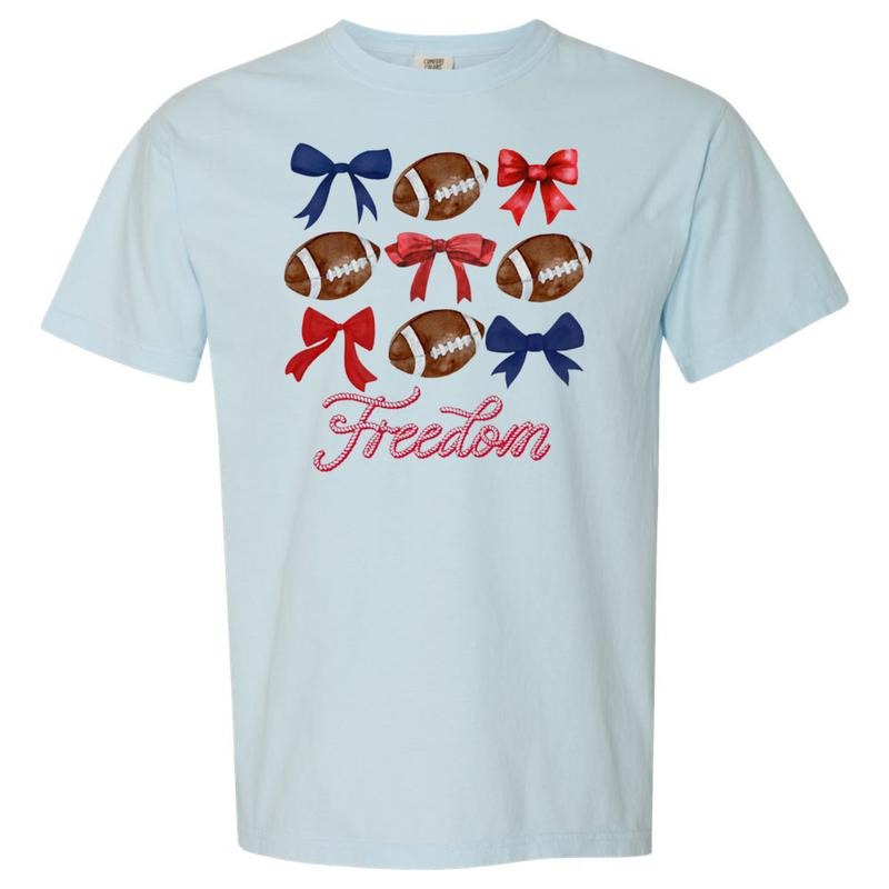 Freedom Footballs & Bows Comfort Colors T-Shirt Hoodie, Sweatshirt | InkThreadWorks.com