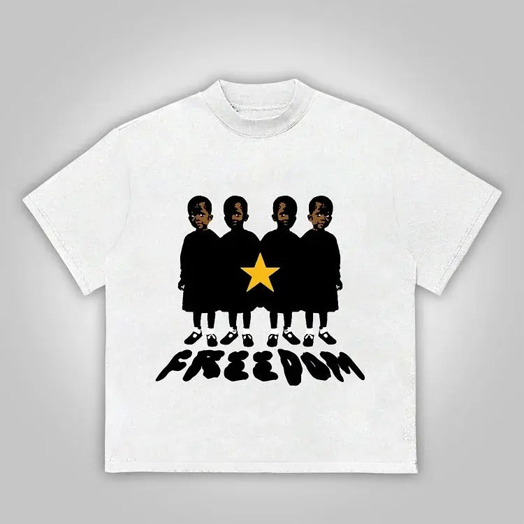 Freedom Vintage Graphic Print Cotton T-Shirt