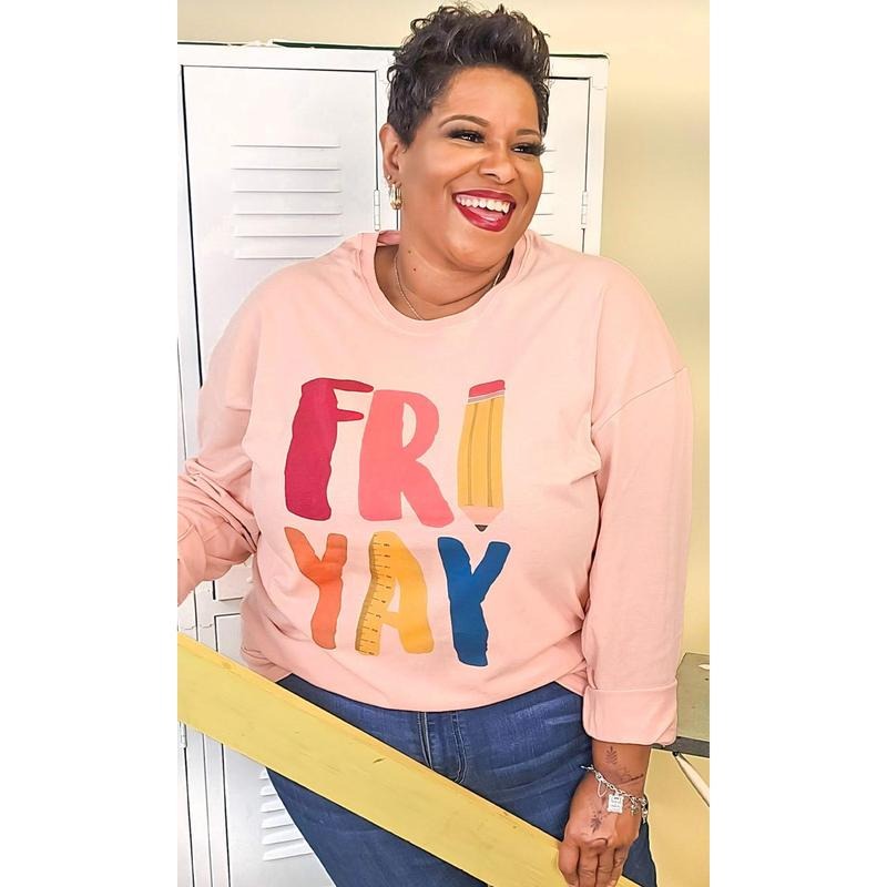 Fri-Yay Ruler Graphic Long Sleeve T-Shirt