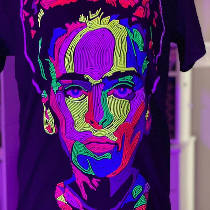 Frida abstracta T-shirt  Cotton Black Hoodie, Sweatshirt | InkThreadWorks.com