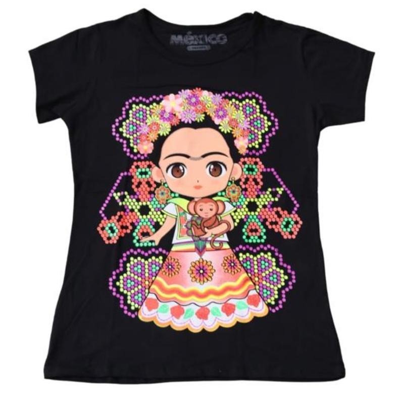 Frida con changuito playera Top Crewneck Womenswear T-Shirts, Hoodie, Sweatshirt | InkThreadWorks.com