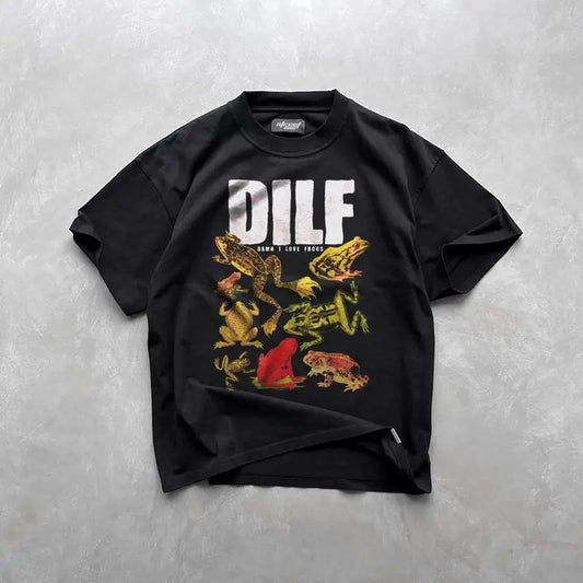 Frog Lover DILF Man I Love Frogs Funny Meme  Adult Mens Womens Gift Cool Joke Fashion Top Retro Tee T-Shirt, Gifts for him, Sarcasm