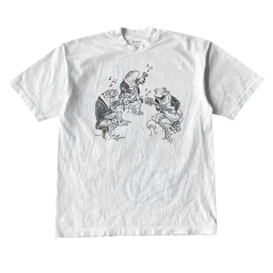 Frog Musicians 90s Retro Shirt, Vintage Frog Graphic T-Shirt, Cute Funny Frog Tee, Frog Lovers Cotton Tee, Unisex Beige Shirt, Toad Shirt