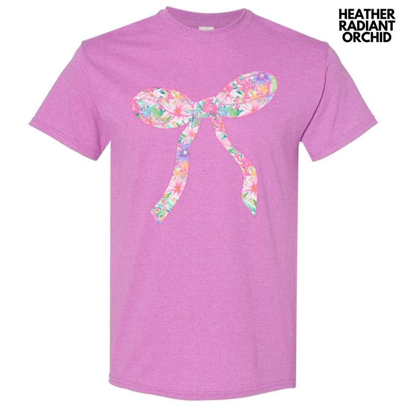 Fun Floral Bow Gildan Short Sleeve T-Shirt 'NLB' Hoodie, Sweatshirt | InkThreadWorks.com
