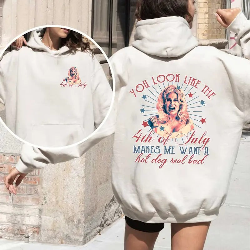 Funny 4th July Shirt, Hot Dog Lover Shirts, You Look Like The 4th Of July Makes Me Want A Hot Dog Real Bad Shirt, Independence Day Teestyle{n002}3