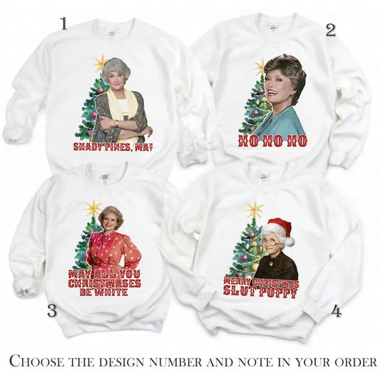Funny 90s Golden Girls Characters  Movie Christmas Sweatshirt, Group Family Sweatshirts, The Golden Girls Lover Gift, Stay Golden Shirt