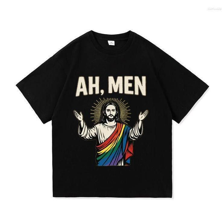 Funny Ah Men Rainbow Jesus LGBTQ Pride T-shirt, Pride Month Tee Hoodie, Sweatshirt | InkThreadWorks.com