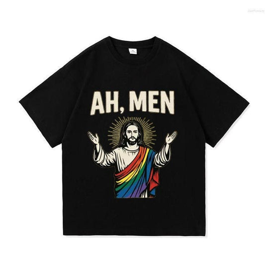 Funny Ah Men Rainbow Jesus LGBTQ Pride T-shirt, Pride Month Tee Hoodie, Sweatshirt | InkThreadWorks.com