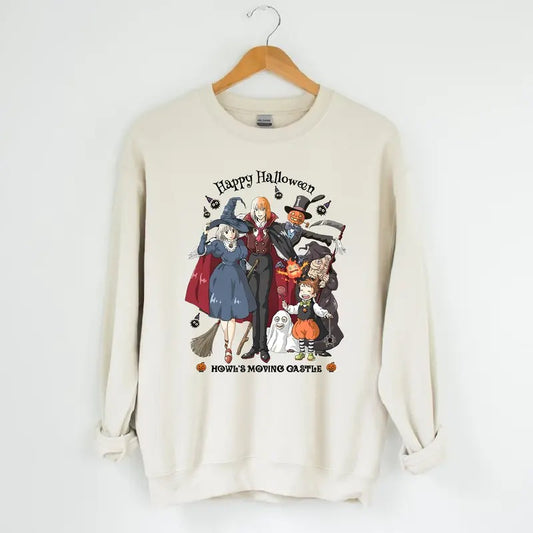 Funny Anime Halloween Sweatshirt, Howls Moving Castle, Howl And Sophie, Calciferstyle{n002}2