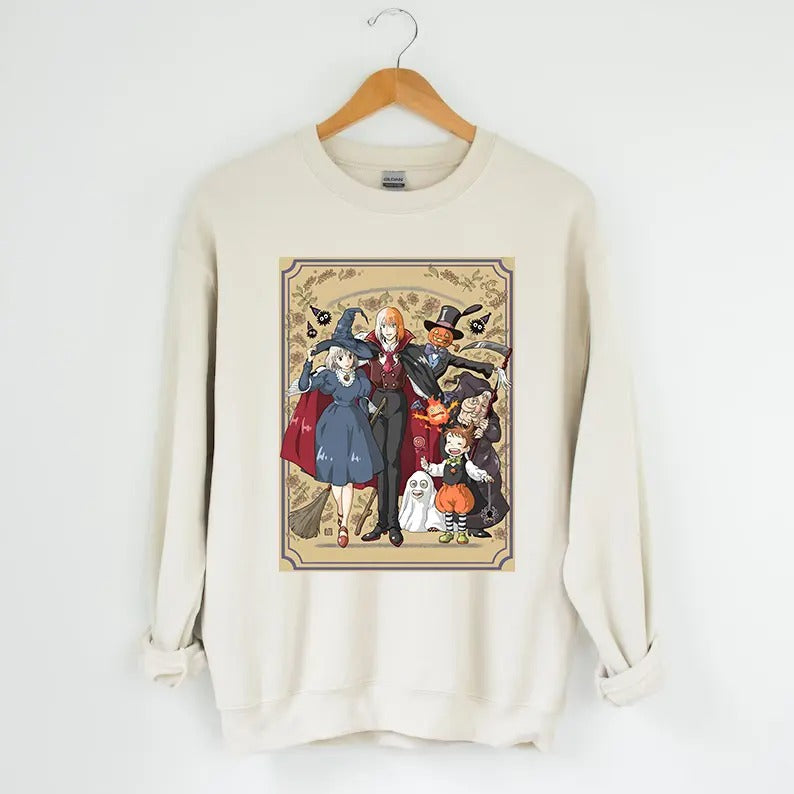 Funny Anime Halloween Sweatshirt, Howls Moving Castle, Howl And Sophie, No text T-Shirts, Hoodie | InkThreadWorks.com