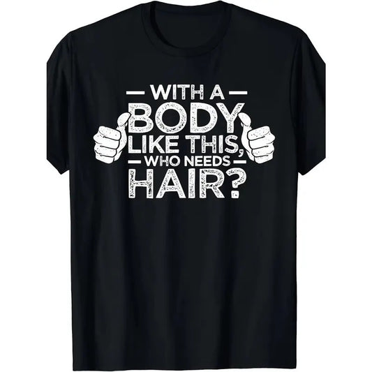 Funny Bald Men Graphic Tee - Humorous Dad Gift T-Shirt for Bald Guys - Unique Body Positivity Apparel for Men - Novelty Clothing for Fathers Made in USA