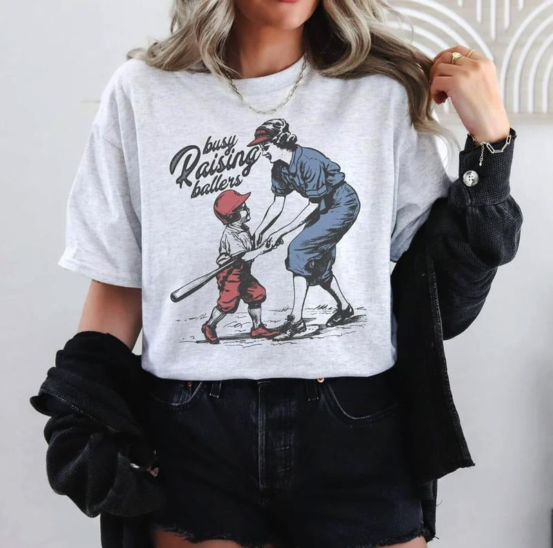Funny Baseball Mom Shirt, Comfort Colors Tee, Day Gift Top Womenswear Summer Crewneck Casual Streetwear