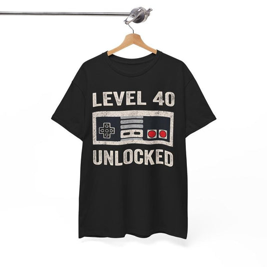 Funny Birthday Shirts, Level 40 Unlocked Video Gamer 40th Birthday Gift T-Shirt