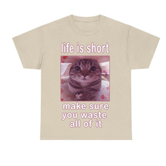 Funny Cat Meme  Sand T-shirt, Cats Dank Memes Tee, Freaky Unhinged Tshirt, Silly Cats Tee