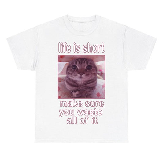 Funny Cat Meme  White T-shirt, Cats Dank Memes Tee, Freaky Unhinged Tshirt, Silly Cats Tee Hoodie, Sweatshirt