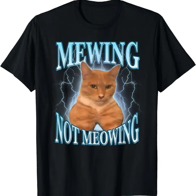 Funny Cat Meme Mewing LooksMax Meowing cat Trend T-Shirt Hoodie, Sweatshirt | InkThreadWorks.com
