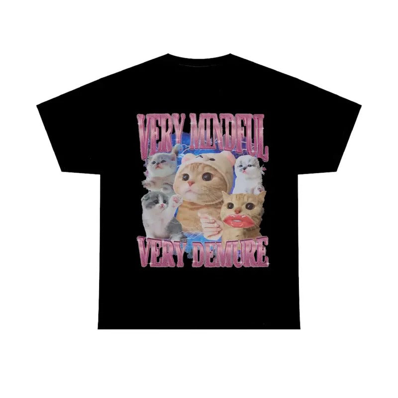 Funny Cat Meme Shirt Very Mindful Very Demure Tee Hoodie, Sweatshirt | InkThreadWorks.com