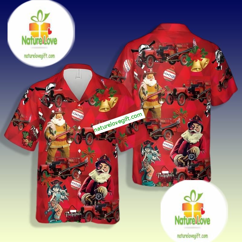Funny Christmas Santa Claus Farmer Red Bears Hawaiian Shirt