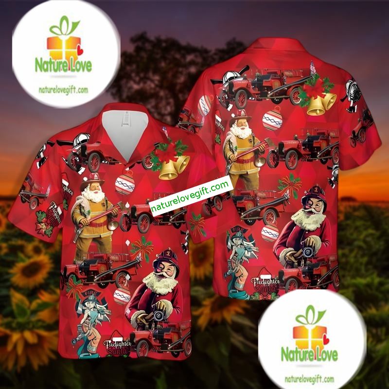 Funny Christmas Santa Claus Farmer Red Bears Hawaiian Shirt
