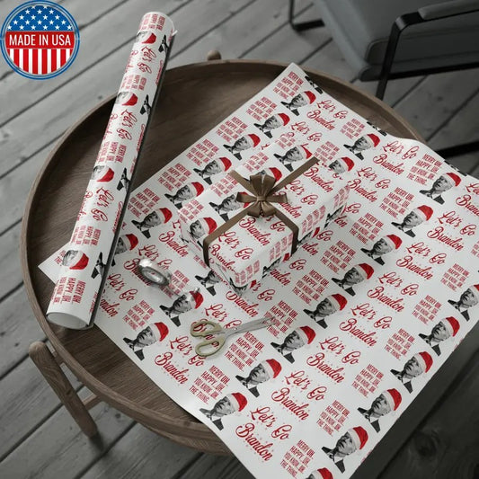 Funny Confused Biden Trump Christmas Wrapping Paper - MAGA Gift - Let's Go Brandon Pro Trump Wrapping Paper