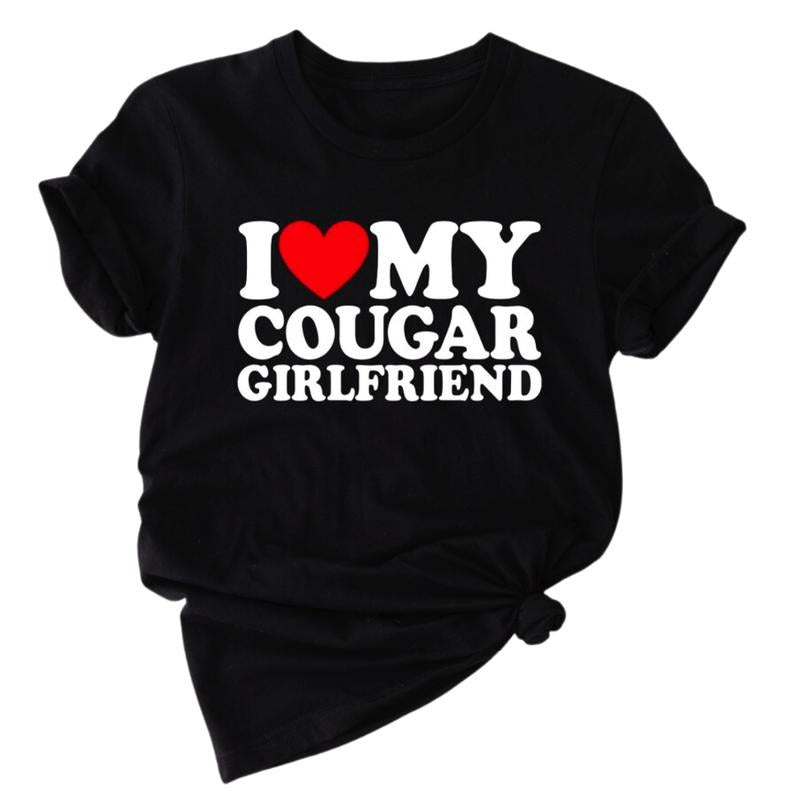 Funny Cougar Girlfriend T-Shirt, Cougar Love TShirt, I Love My Cougar Girlfriend Shirt, Funny Tee For Men, Cougar Couple...