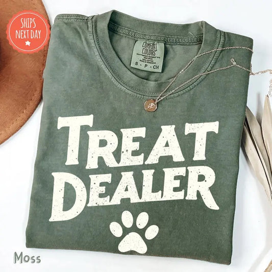 Funny Dog Lover Comfort Colors Shirt - Dog Mom Gift - Treat Dealer T-Shirt, Traditional Womenswear Collar Cotton Fabric Top Garment Soft Tshirt Streetwear