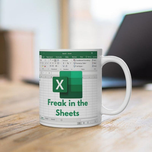 Funny Freak in the Sheets Excel Mug, Gift Idea for Employee, Accounting, Boss, Friend, Coffee Mug, Ceramic Mug 11oz, 0.33l