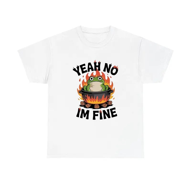 Funny Frog Yeah No I'm Fine Tee, Animal Meme Silly Frog Shirt
