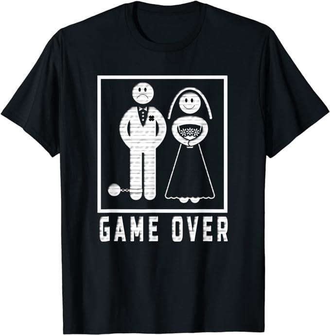 Funny Gamer Shirts, Special Gifts For Gamers, Game Over Wedded Funny Bachelor's Wedding Men & Women tee T-Shirt Menswear...