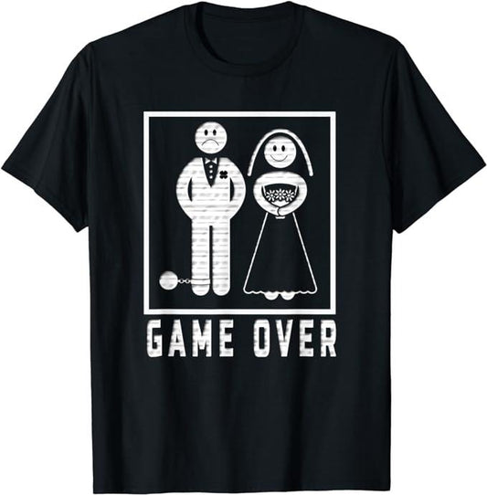 Funny Gamer Shirts, Special Gifts For Gamers, Game Over Wedded Funny Bachelor's Wedding Men & Women tee T-Shirt Menswear...
